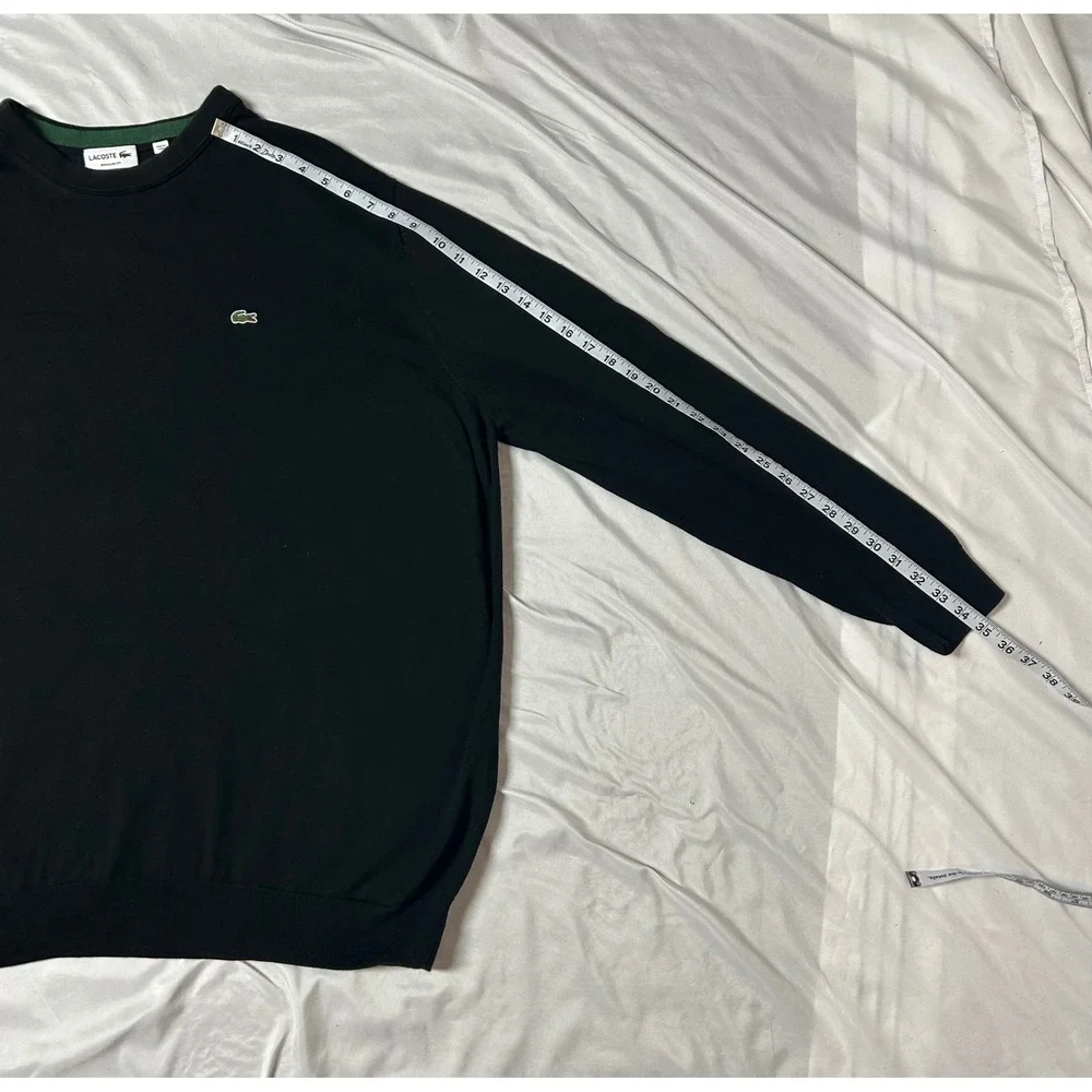 Lacoste Mens Black Regular Fit Crewneck Sweater Embroidered Croc Logo US 4XL FR9